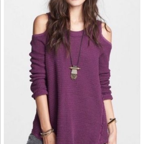 Free People Sweaters - Sunset cold shoulder purple plum free people L top